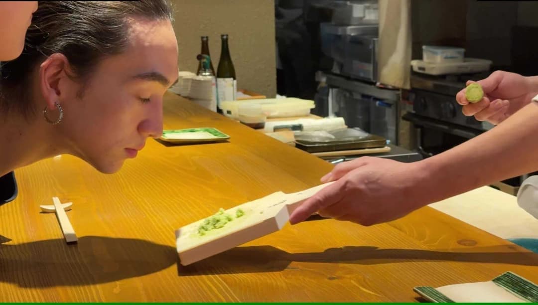 Fresh wasabi grated with traditional tools at REONA